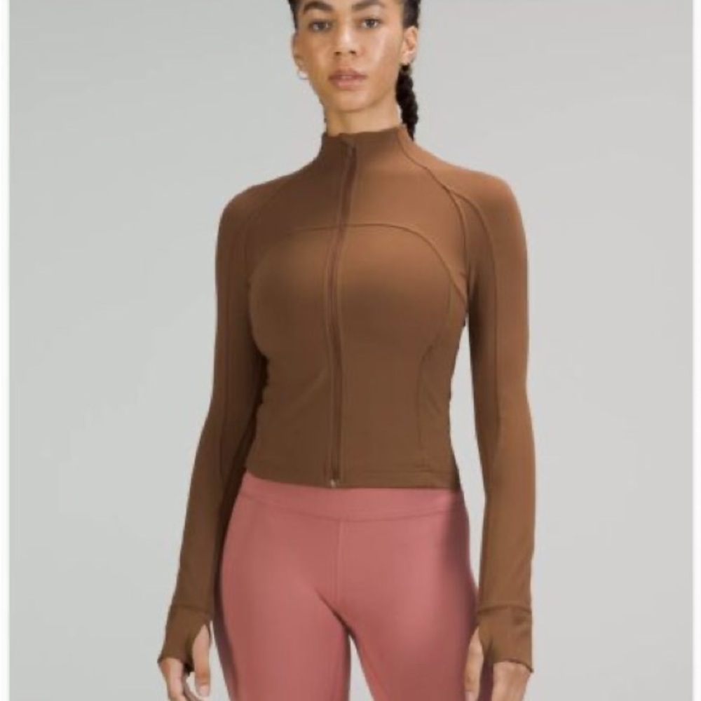 Lululemon size 6 roasted brown cropped define jacket zip up nulu